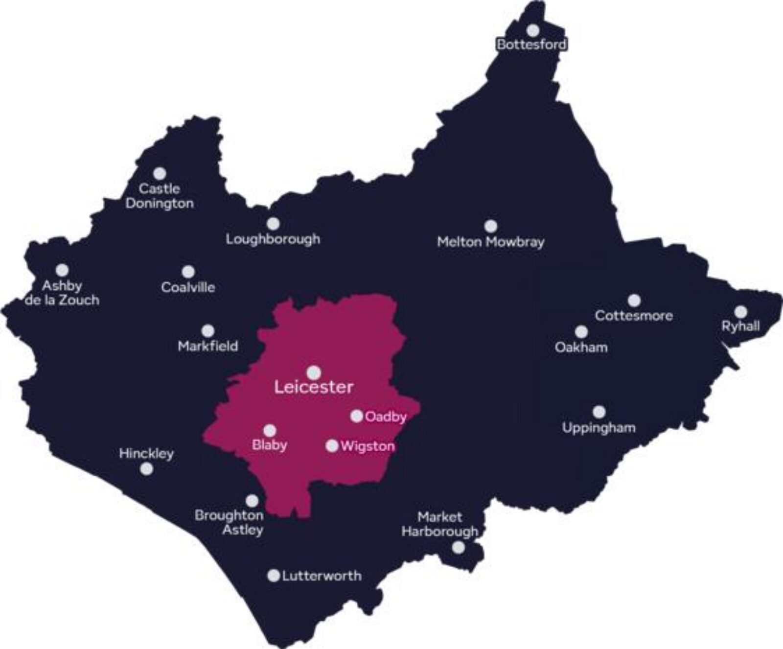 A map of the two new Unitary Councils in Leicestershire